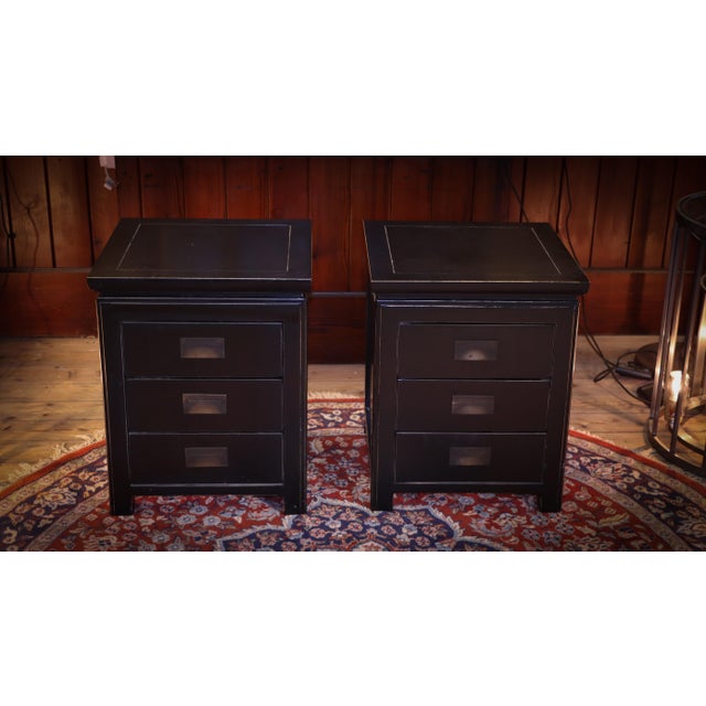 Canton Bedside Tables with 3 Drawers in Black Ash from Lombok, 2010s, Set of 2 For Sale - Image 4 of 13