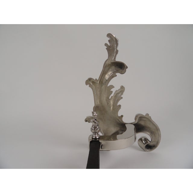 19th Century French Rococo Style Nickel Finish Chenets - a Pair For Sale - Image 9 of 9