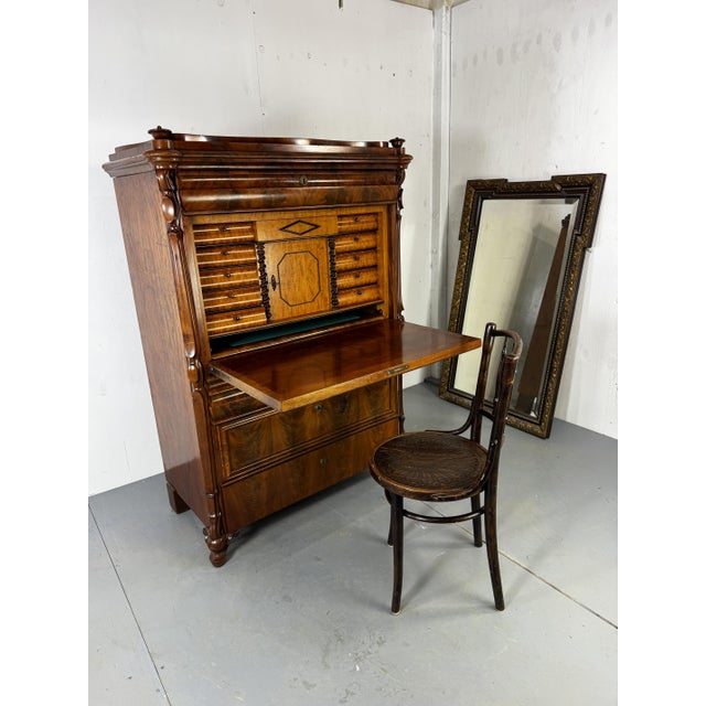 Biedermeier Oak and Mahogany Secretaire, 1860s For Sale - Image 16 of 18