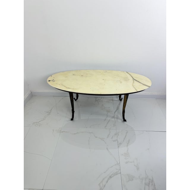 Oval Coffee Table with Marble Top, 1950s For Sale - Image 6 of 13