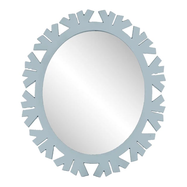 Fleur Home Audubon Bamboo Sticks Oval Mirror in Parma Gray, 32x37 For Sale