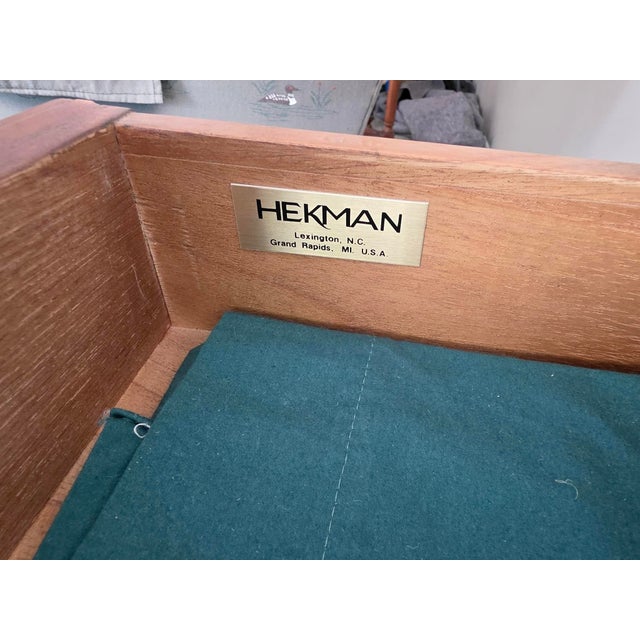 French Provincial 1950s Herman Couch Console Table Solid Oak Three Drawers No Mirror For Sale - Image 3 of 8