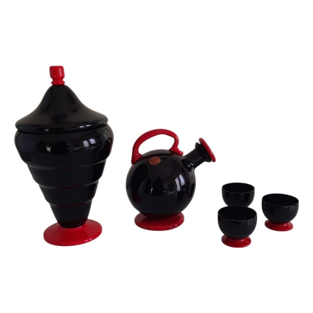 Vittoriale Liqueur Set in Murano Glass from Moretti & Nason, 1930s, Set of 5 For Sale