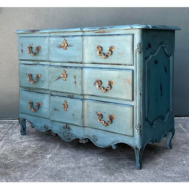 Vintage Patinated Roll Front Commode For Sale In West Palm - Image 6 of 12