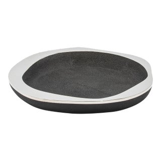 Bowl in Black Shagreen With Stainless Steel Details by R&y Augousti For Sale