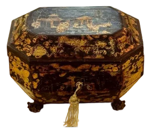 19th C. English Chinoiserie Tea Caddy