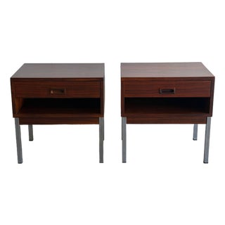 In Style of Nipu Mobelfabrik Rosewood 1-Drawer Nightstands Set of 2 Danish Mid-Century Modern 1970s For Sale