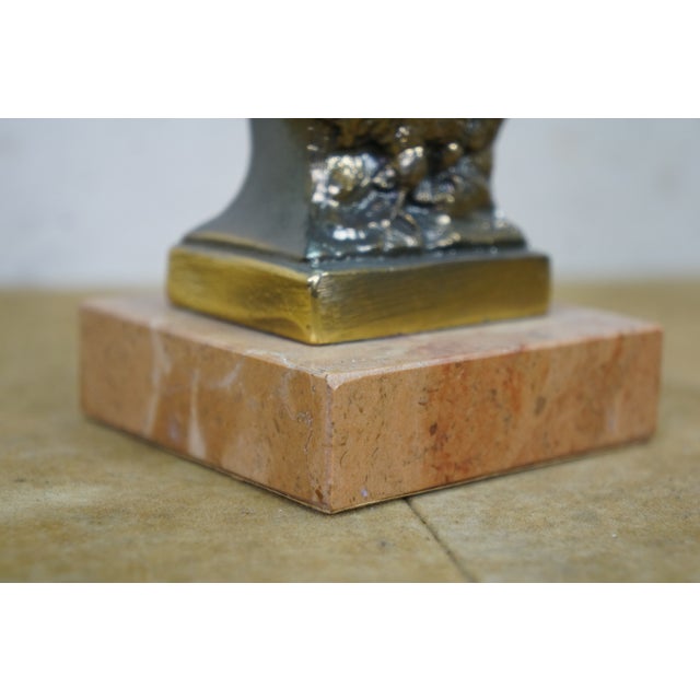 Metal Cast Spelter Metal Bust of Napoleon Library Statue Paperweight Marble Base 7" For Sale - Image 7 of 12