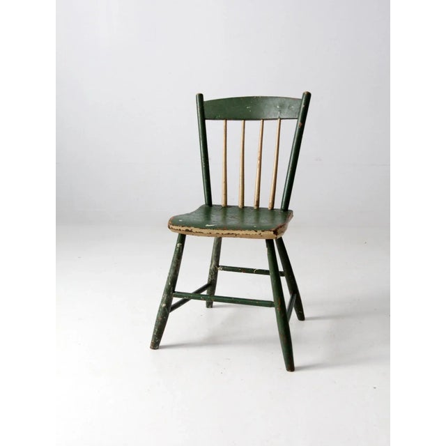 Antique Primitive Painted Plank Seat Chair For Sale - Image 6 of 11