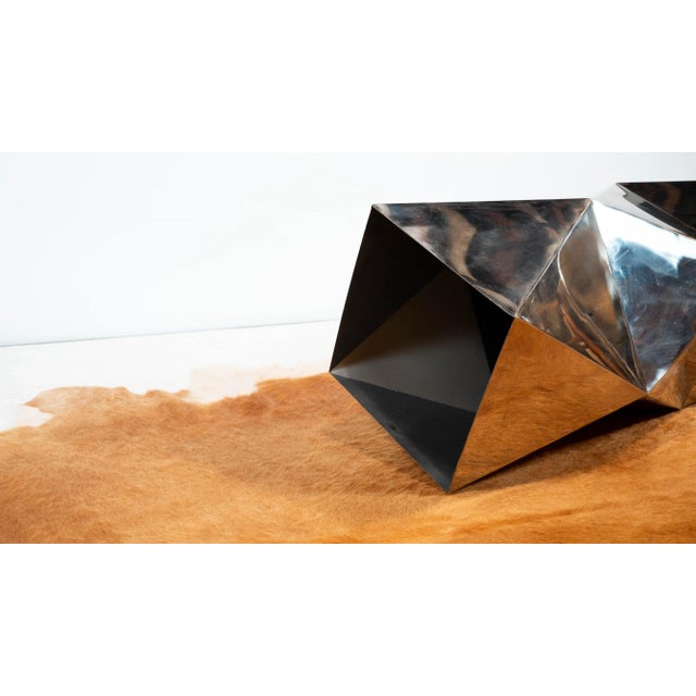 Late 20th Century Modernist Geometric 'Origami' Metal Sculptural Pedestal For Sale - Image 16 of 16