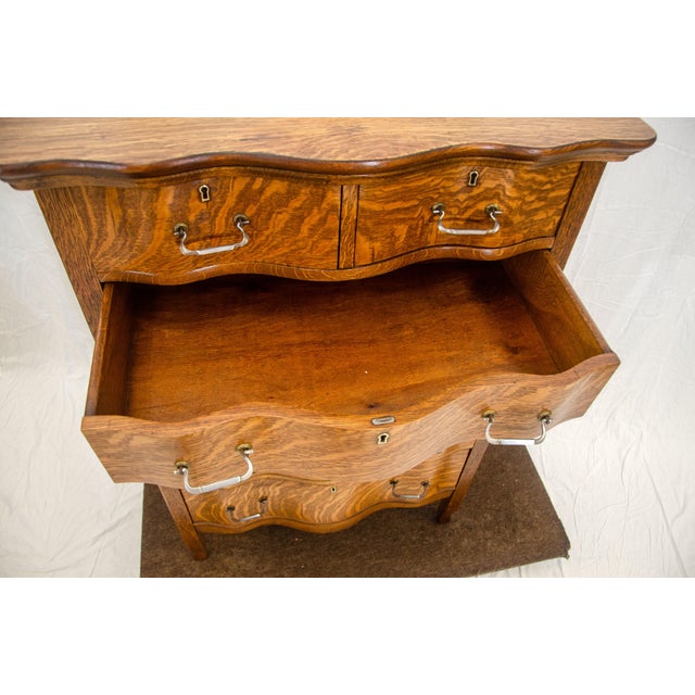 Early 20th Century Antique Oak Highboy Dresser with Serpentine Drawer