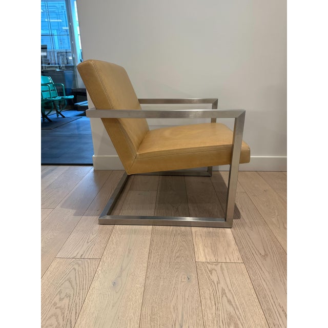 Early 21st Century Set of Stainless Steel and Leather Accent Chairs For Sale - Image 5 of 7