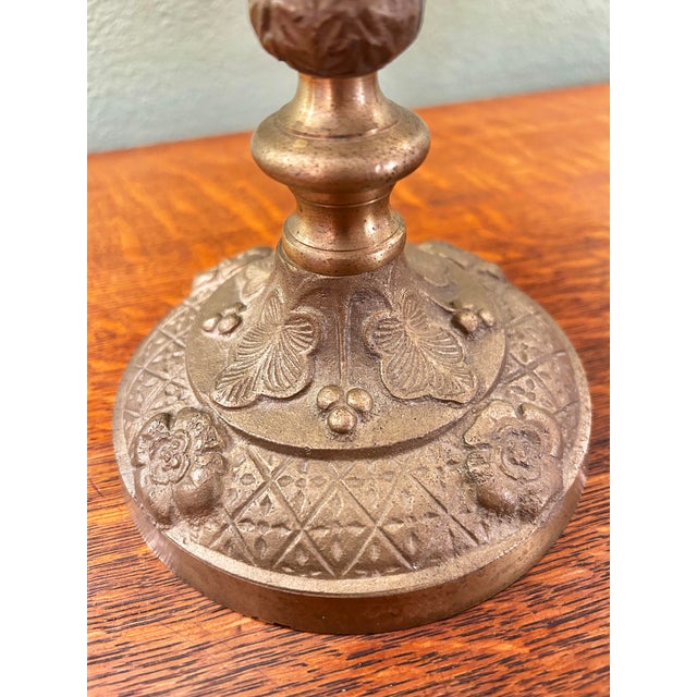 Brass Vintage Italian or French Style Solid Brass Five-Light Floral Tole Candelabra With Original Gilt Finish For Sale - Image 8 of 14