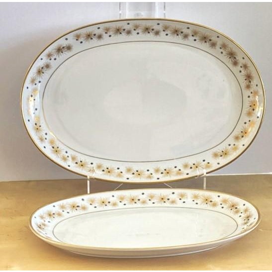Mid-Century Modern Vintage Mid-Century Modern Edelstein Bavaria Set of Two Oval Platters "Starlight" Pattern For Sale - Image 3 of 18