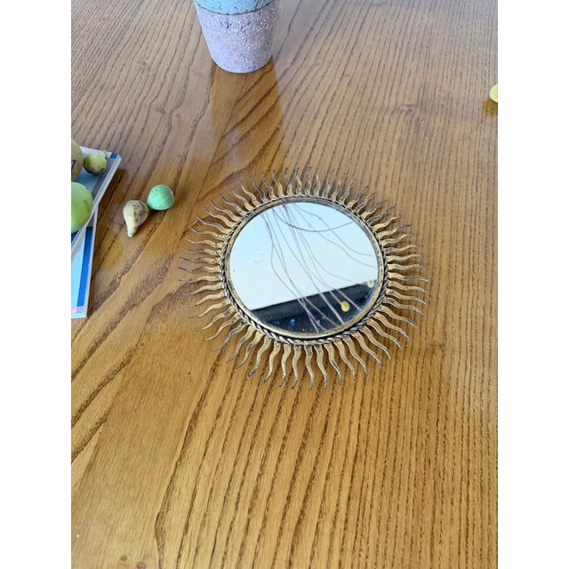 1970s Patinated Gold Sunburst Mirror, 1970s For Sale - Image 5 of 18