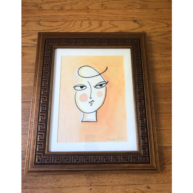 Peach Abstract Portrait by Mina Mös For Sale - Image 8 of 11