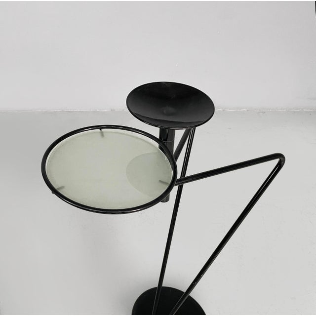 1980s Italian Modern Coffee Table with Ashtray in Black Metal and Glass, 1980s For Sale - Image 5 of 18