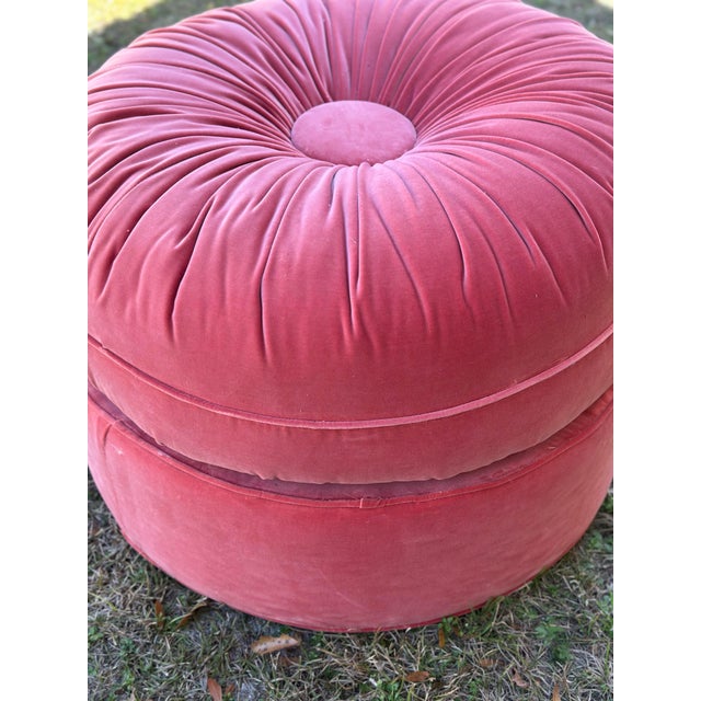 1960s Tall Velvet Ottoman For Sale - Image 5 of 7