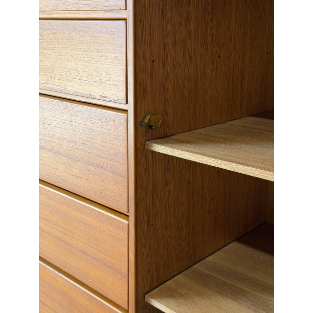 Wood Teak Tall Dresser With 6-Drawers and Interior Shelving Danish Mid-Century Modern 1970s For Sale - Image 7 of 12
