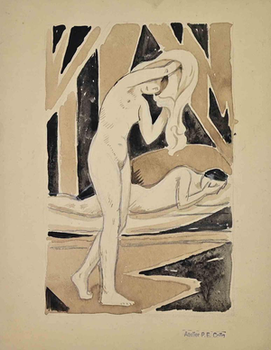 Paul Emile Colin, Two Nude Women, Mixed Media