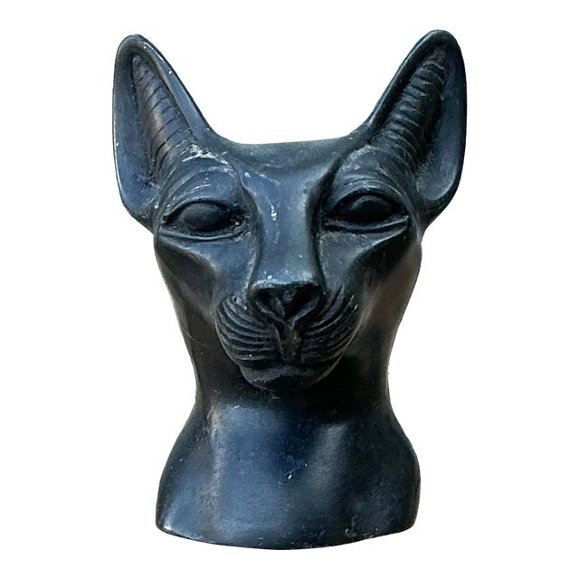 Vintage Metal Cat Head Paperweight For Sale