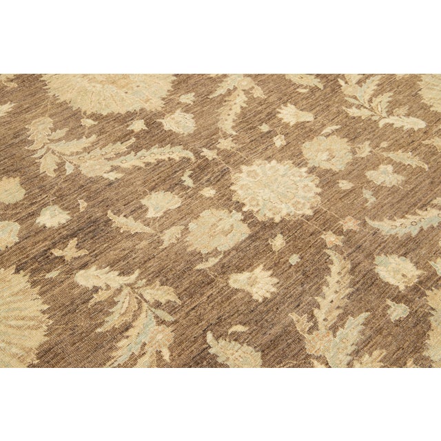 Textile Transitional Paki Peshawar Handmade Wool Rug in a Warm Brown For Sale - Image 7 of 9