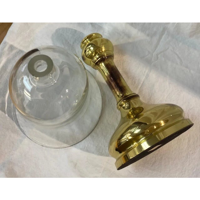 Metal Glass Hurrricane With Gold Base For Sale - Image 7 of 13