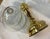Metal Glass Hurrricane With Gold Base For Sale - Image 7 of 13