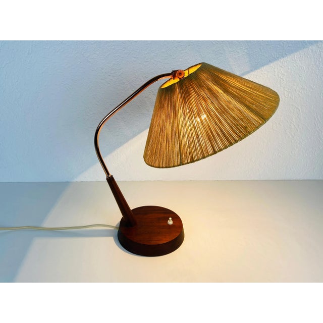 Mid-Century Teak and Rattan Table Lamp from Temde, 1970s For Sale - Image 13 of 14