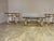 Heavy brass frame with swirl horn shaped legs. Beautiful 3 piece set