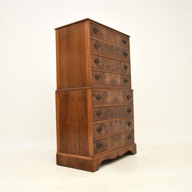Burr Walnut Chest on Chest of Drawers, 1930s For Sale - Image 4 of 12