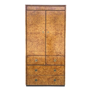 1970s Modern Burl Wood Gentleman’s Armoire by John Stuart For Sale