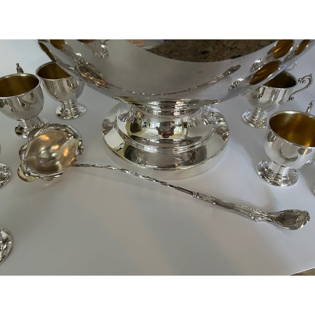 Mid 20th Century Vintage Style Silver Plated Grapevine Punch Bowl Set - 10 Pieces For Sale - Image 5 of 6