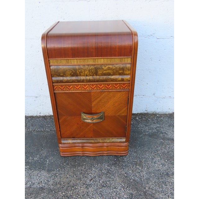 Art Deco Waterfall Inlay Nightstand Side End Table 6301 For Sale In Miami - Image 6 of 9