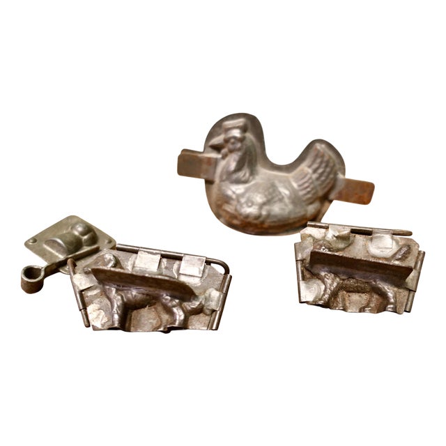 Chicken, Dog, Cat and Toque Blanche Chocolate Molds, 1910, Set of 4 For Sale