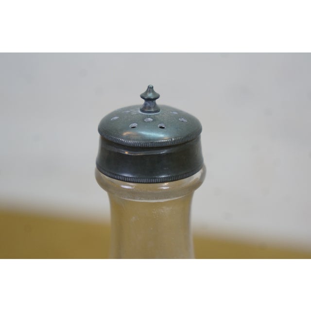Antique Victorian Silver Plate Etched Glass Cruet Condiment Set 12" For Sale - Image 13 of 18