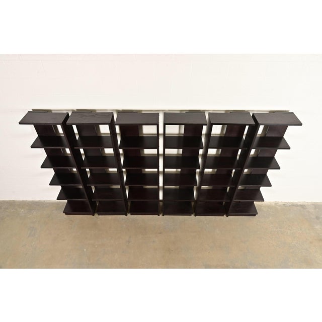 Late 20th Century Modern Art Deco Dark Oak Modular Étagères or Bookcases, Set of Six For Sale - Image 5 of 10