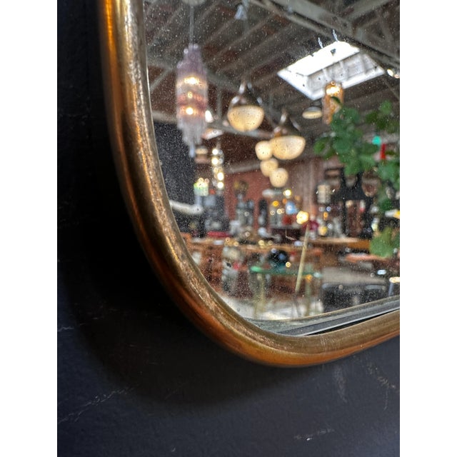 Vintage Italian Rectangular Brass Wall Mirror 1980s For Sale In Los Angeles - Image 6 of 9