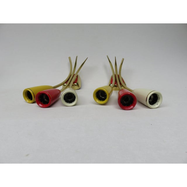 Beige Italian Three-Light Wall Lamps, 1950s, Set of 2 For Sale - Image 8 of 16