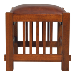 Mission Spindle Stool - Quarter Sawn Oak & Leather - Walnut