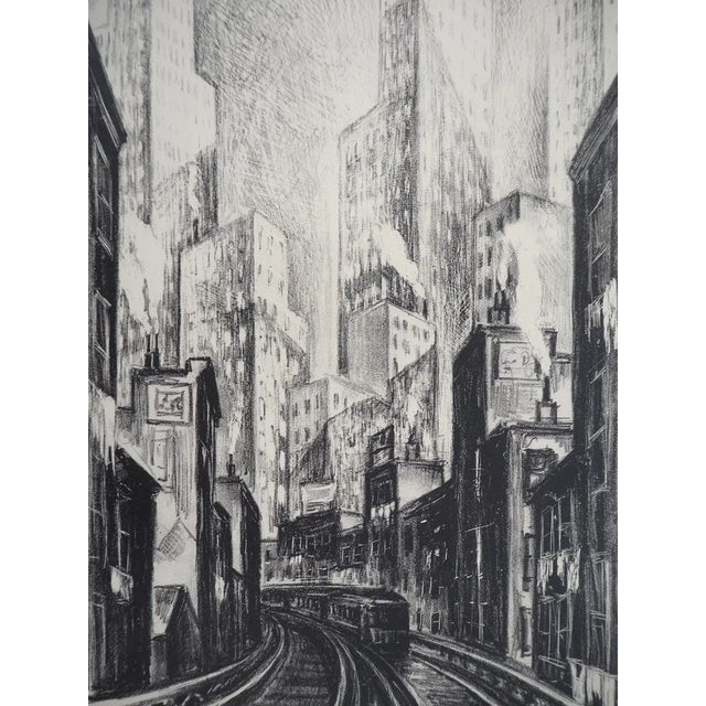 Modern Adriaan Lubbers, New York City, Chatham Square, 1930, Original Lithograph For Sale - Image 3 of 9