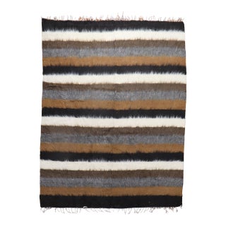 Early 21st Century Striped Turkish Mohair Rug - 5'3" x 6'7" For Sale