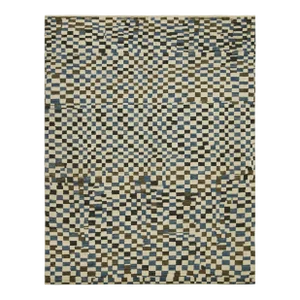Rug & Kilim’s Moroccan Style Rug in White, Blue and Brown - 6'x9'