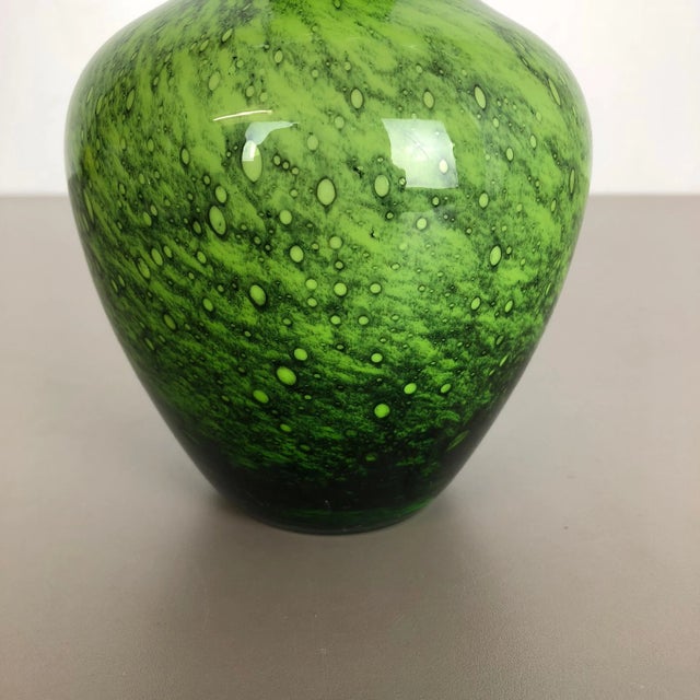 Green Large Vintage Green Pop Art Vase from Opaline Florence, Italy For Sale - Image 8 of 14