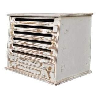Antique French Country Distress Painted Sewing Thread Spool Chest Cabinet For Sale