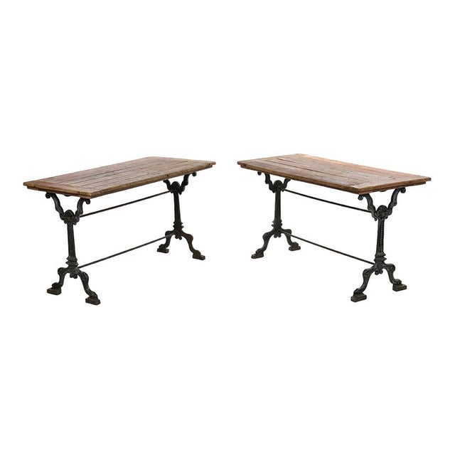 Cast Iron and Patinated Wood Bistro Table For Sale - Image 4 of 9