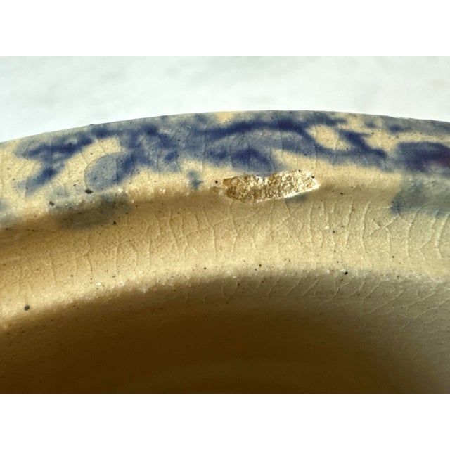Blue Vintage Robinson Ransbottom Blue Spongeware Bean Pot For Sale - Image 8 of 8