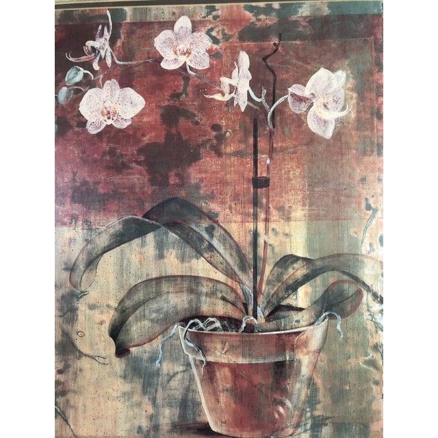 Abstract Orchid in Vase Still-life Giclée artwork print in Gold Frame