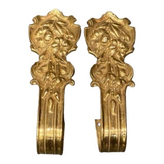 Vintage French Style Floral Design Curtain Tie Backs For Sale