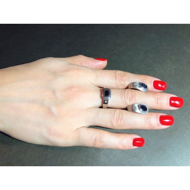 Blue and white sapphires 14k gold ring. Emerald cut sapphire ring. Blue sapphire ring. Sapphire gold ring. Metal: 14k...